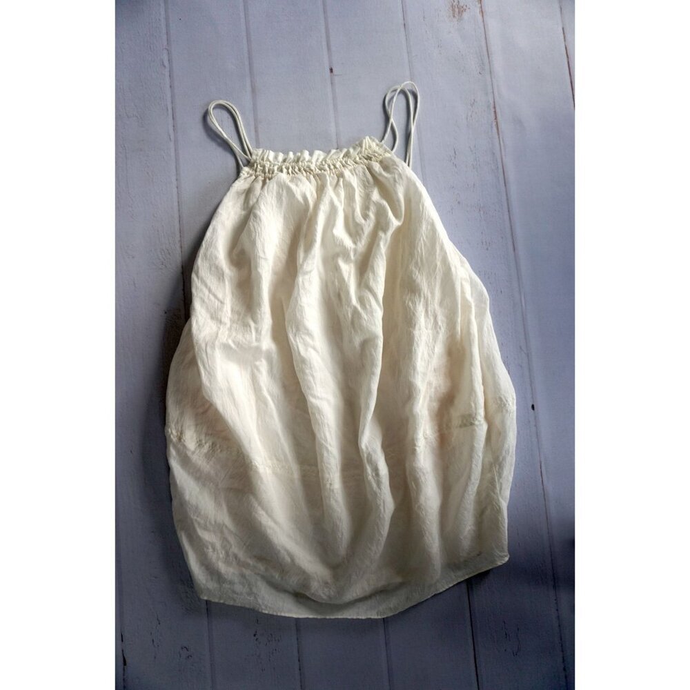 H&M White Lightweight Lyocell Summer Dress Smocked Mini Dress, Size S